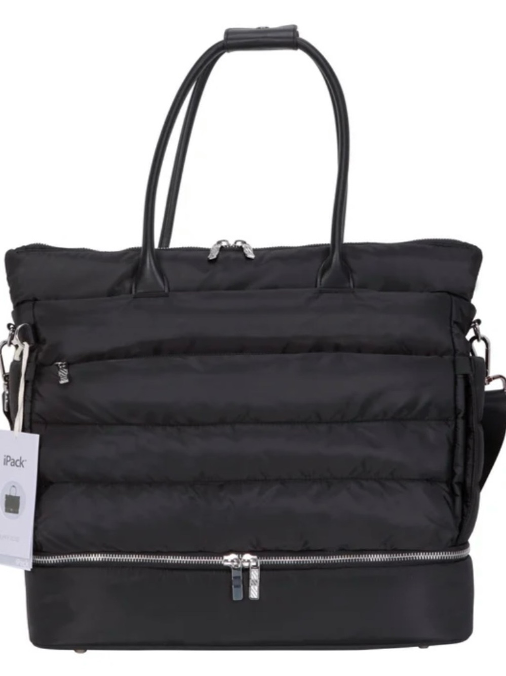 Black Quilted Carryall Tote Bag by iPack